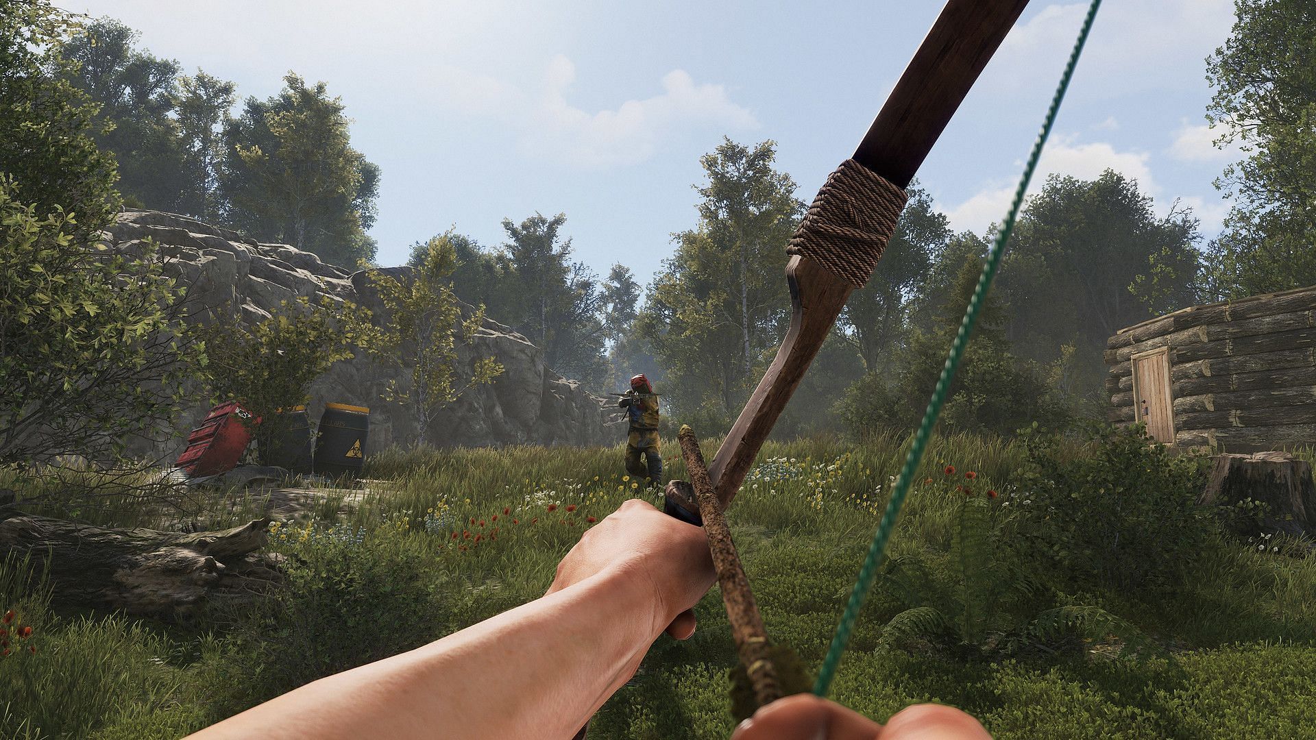 Arming yourself with a bow (Image via Facepunch Studios)